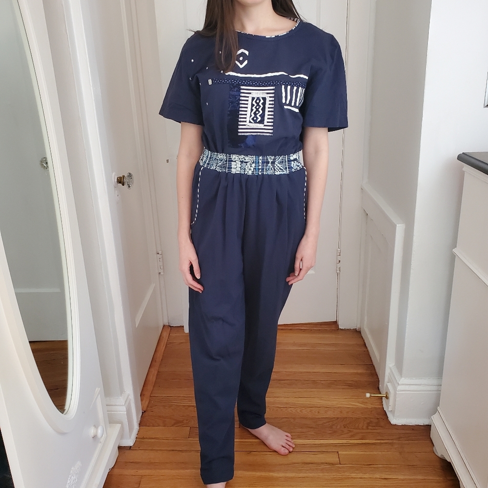 THE ICING Navy Blue Pantsuit Set Size Small Vtg